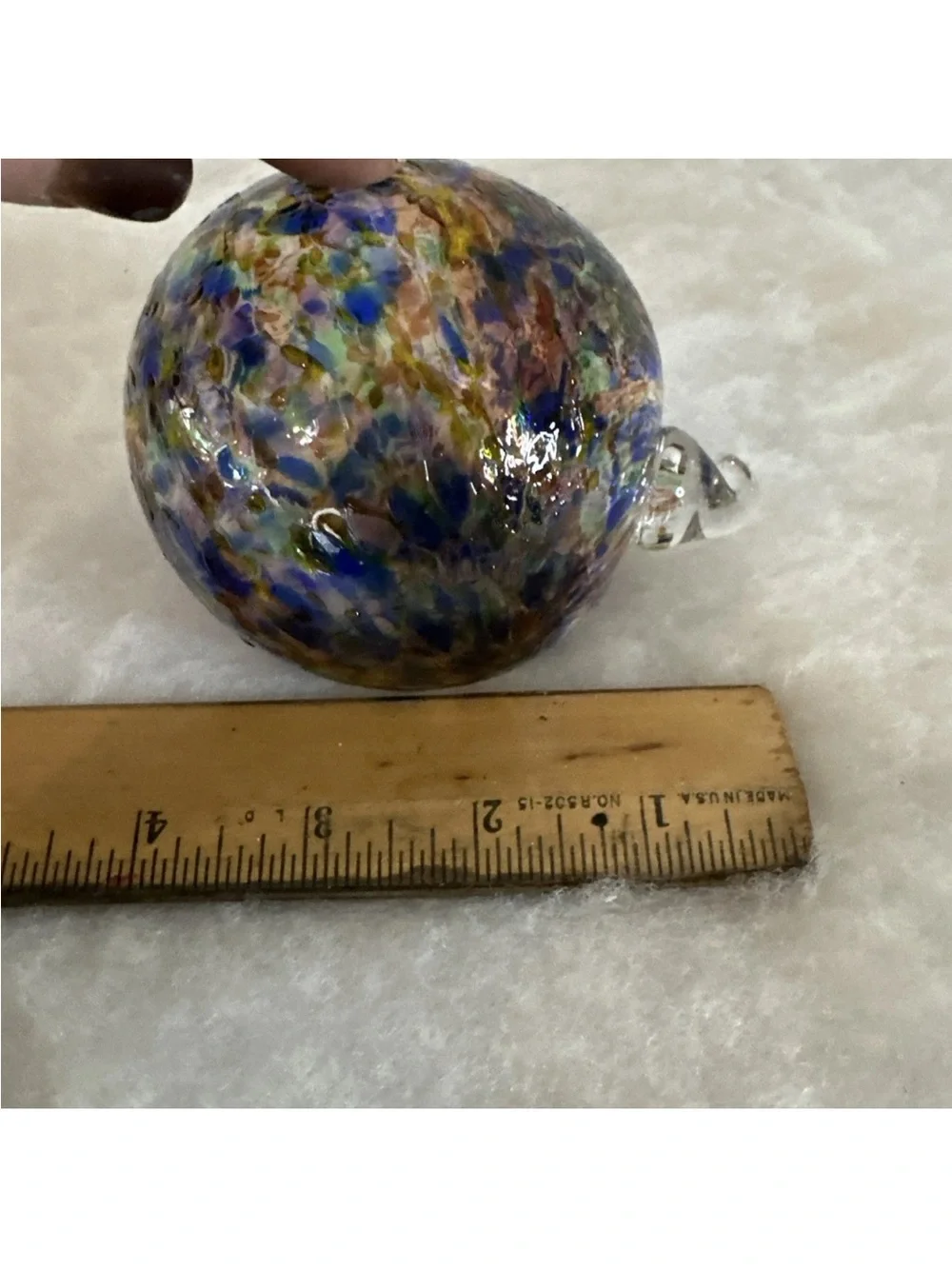 BEAUTIFUL Round Blown GL. Swirl Christmas Ornament WITCH BALL